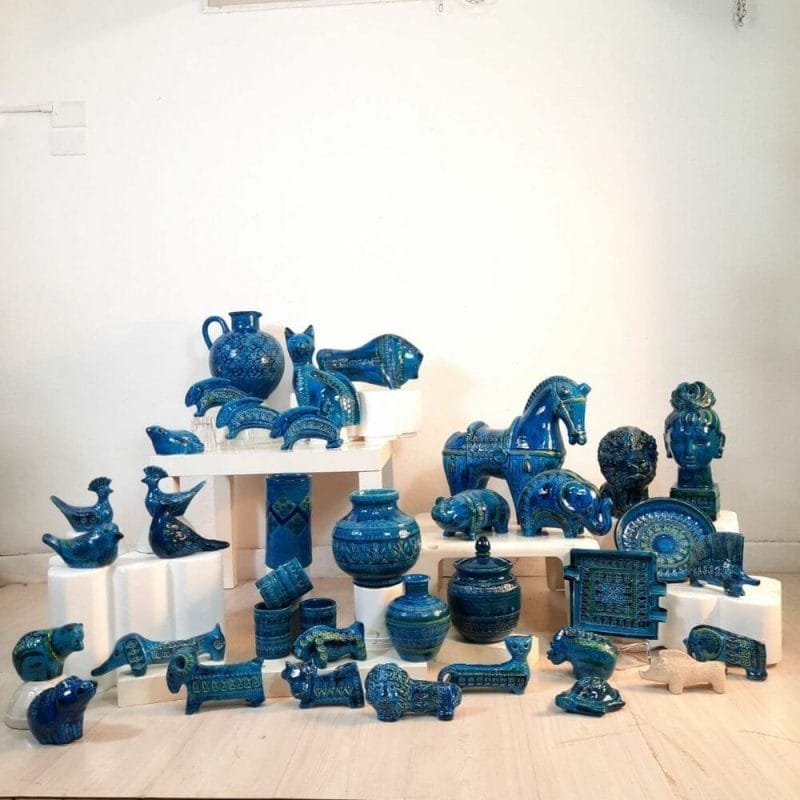 statua Leone vintage design Aldo Londi per Bitossi serie Rimini blu Vendita Online Antiquariato Modernariato e Design NowArc