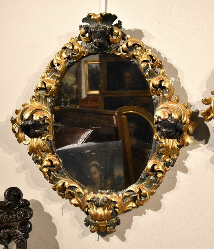 Coppia di grandi specchiere barocche, Roma fine XVII secolo (II/II) •  Vendita Online Antiquariato, Modernariato e Design • NowArc
