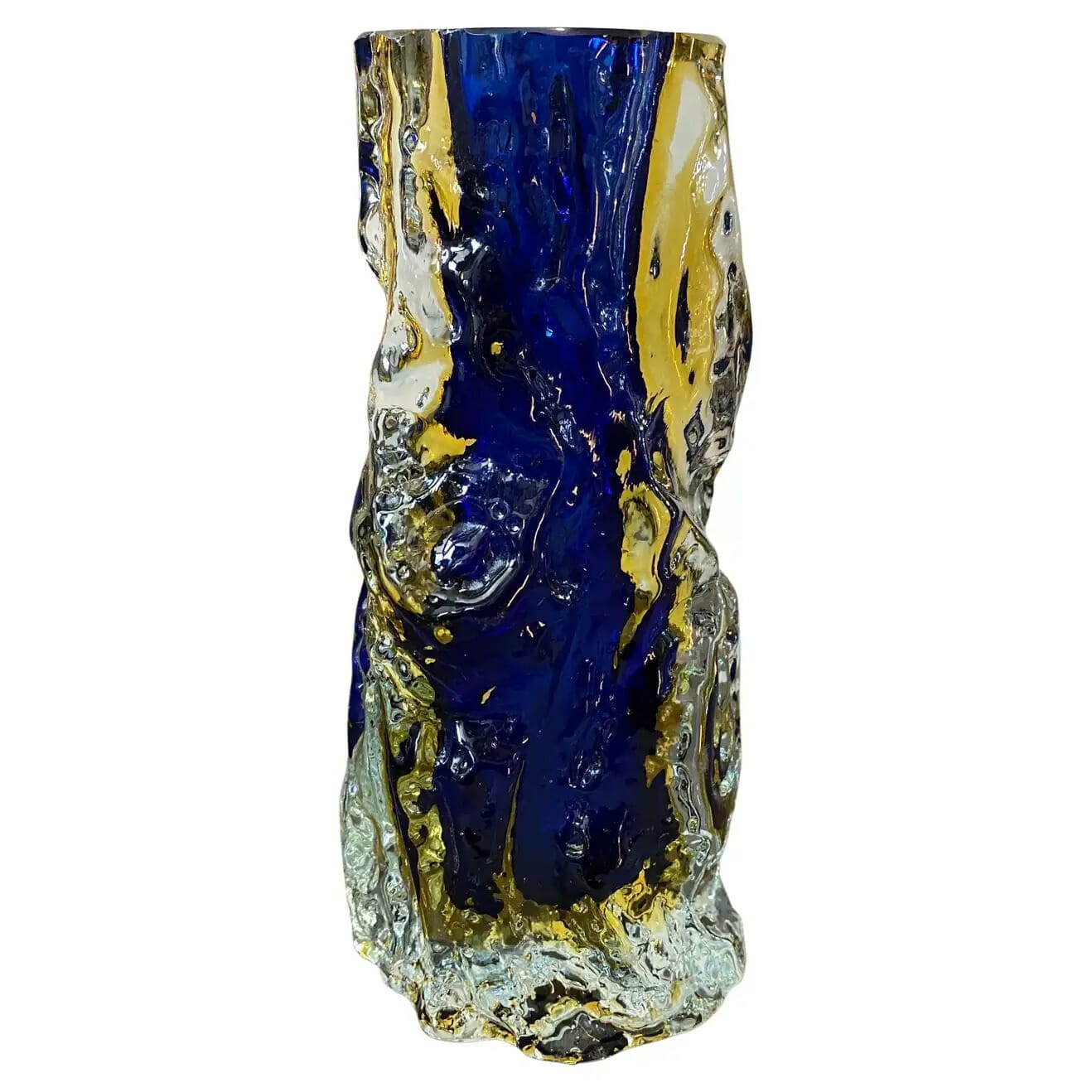 Vaso in vetro di Murano Sommerso blu e giallo anni '70 di Mandruzzato •  Vendita Online Antiquariato, Modernariato e Design • NowArc