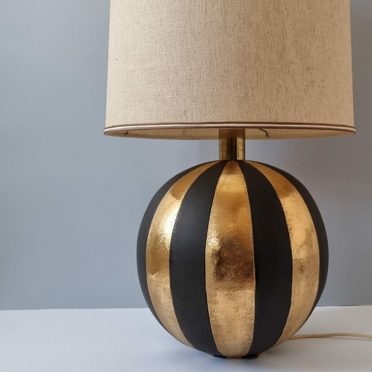 Large Gold and Black Terracotta Table Lamp 1980 Online Sale Antiques Modern Design and Design NowArc