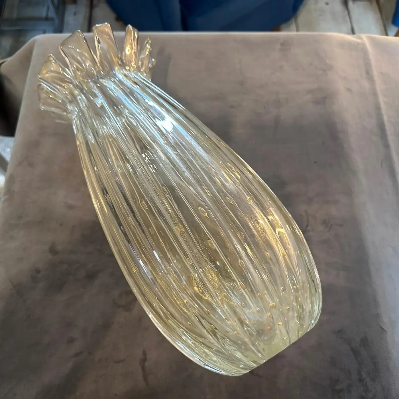 Vaso in vetro di Murano oro e trasparente stile Barovier moderno  Mid-Century anni '70 • Vendita Online Antiquariato, Modernariato e Design •  NowArc