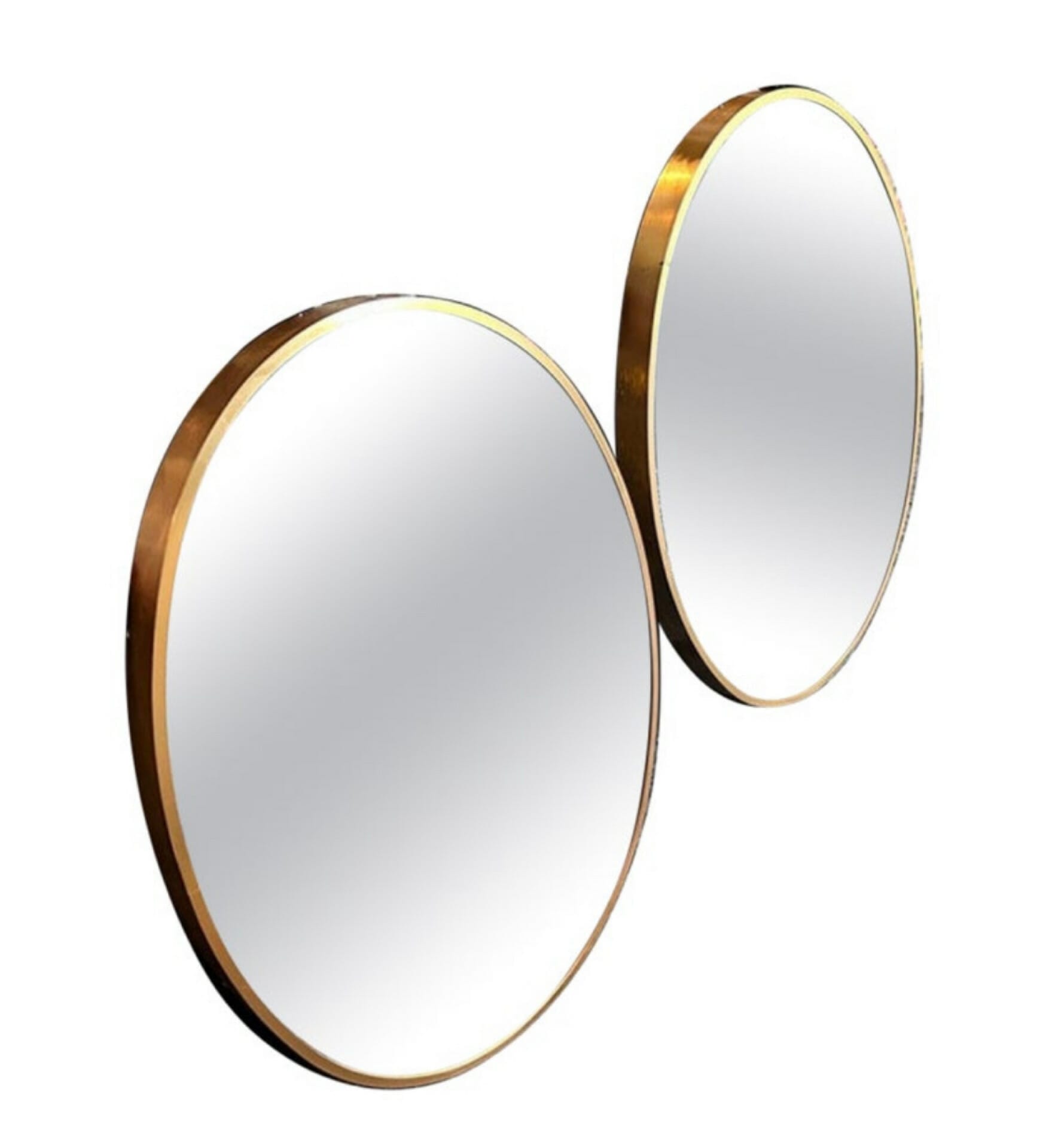 Due specchi da parete ovali in alluminio dorato Mid-Century Modern stile  Gio Ponti degli anni '80 • Vendita Online Antiquariato, Modernariato e  Design • NowArc