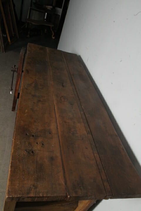Antico banco tavolo falegname in olmo massello fine 800 - restaurato •  Vendita Online Antiquariato, Modernariato e Design • NowArc