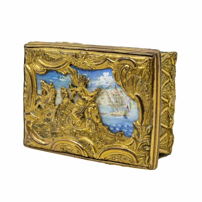 18th century, casket depicting Neptune with enamelled miniature ...