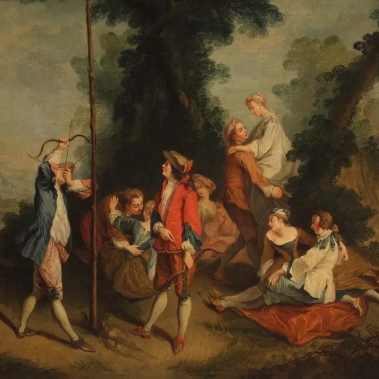Dipinto francese rococò “scena di genere” del XVIII secolo