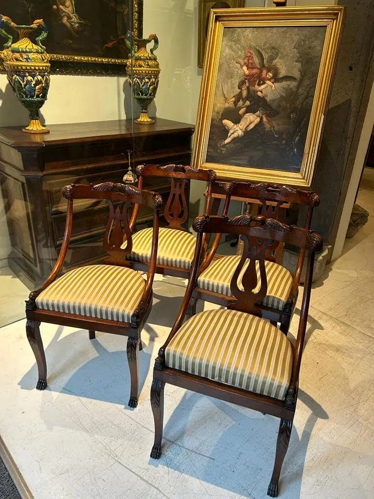 Group of 4 elegant Empire period chairs