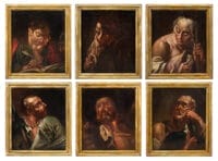 Giambattista Piazzetta (Venezia 1683 – Venezia 1754) cerchia di – Sei apostoli a mezzobusto.